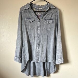 Women's Gray Denim Blouse